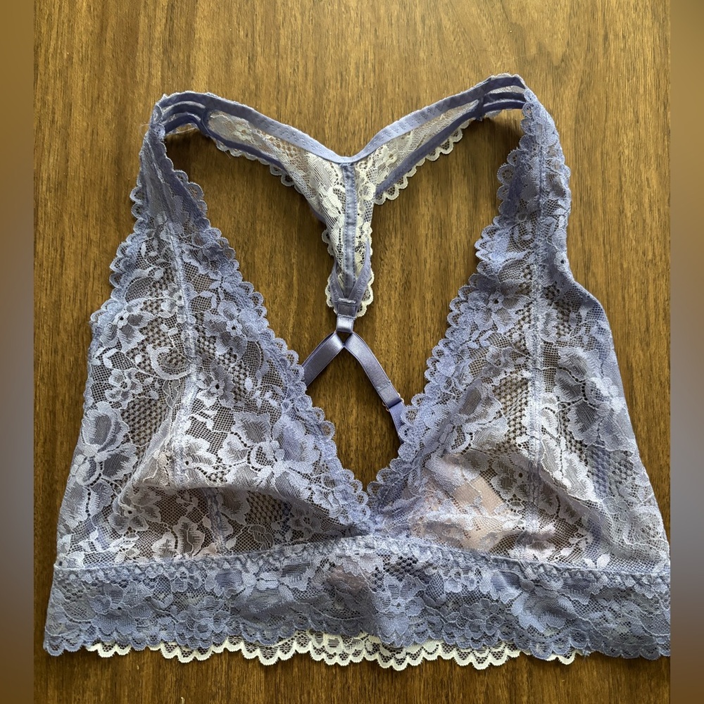 NWT Size L Savage X Fenty Purple Lace Halter-back Bra